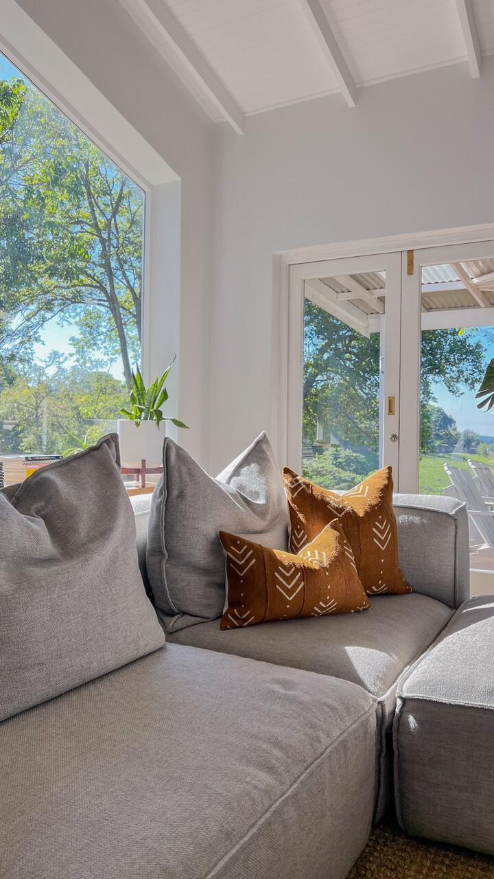 Mud cloth pillows during autumn